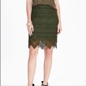 Banana Republic Army Green Lace Pencil Skirt -Petite